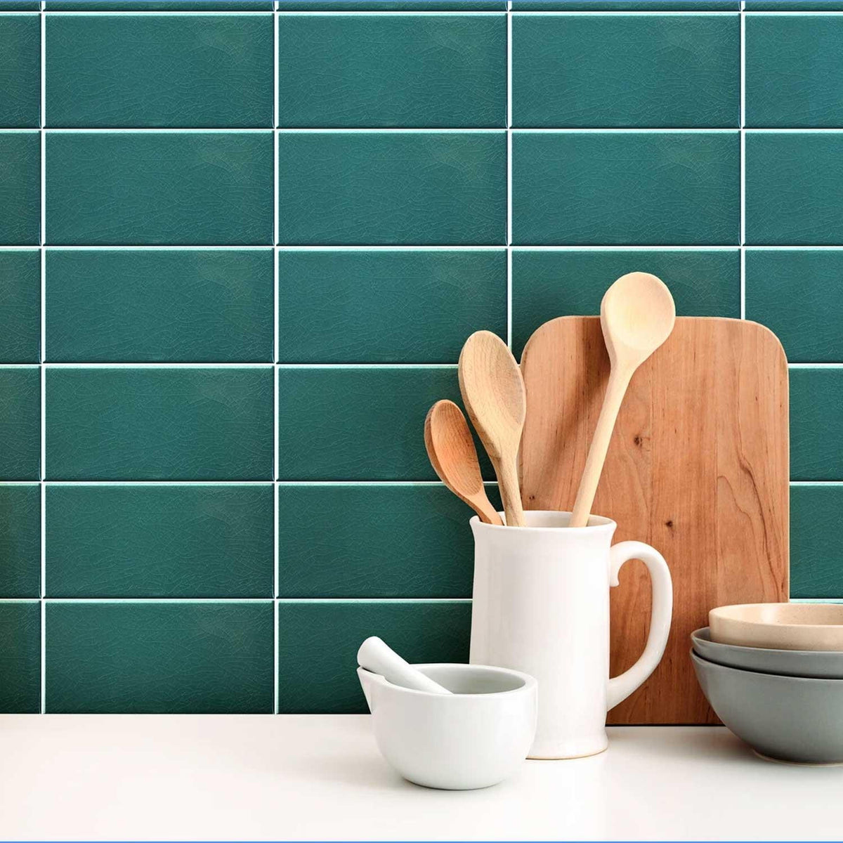 Sage Subway Tile Crackle Effect Wall Ceramic Tile 75 x 150mm (1013)