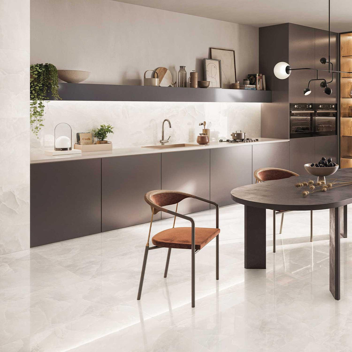 Ivory Marble Effect Large Format Onyx Porcelain Tiles (Matt)600x1200mm (1005)