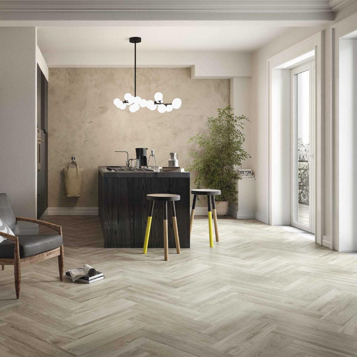 Wood Effect Matt White Porcelain Tile Plank 150x600mm