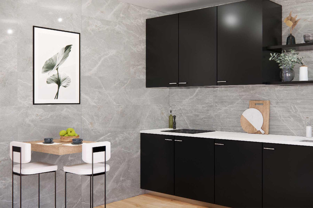 Dark Grey Gloss Porcelain Tile for Wall Floor 300x600mm (1004)