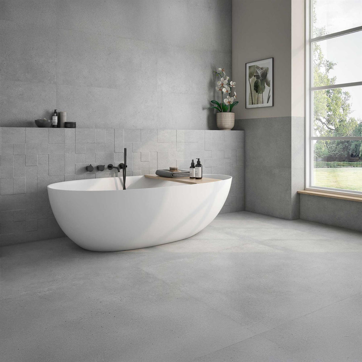 Grey Ceramic Wall Tile Matt 300x900mm (1015)