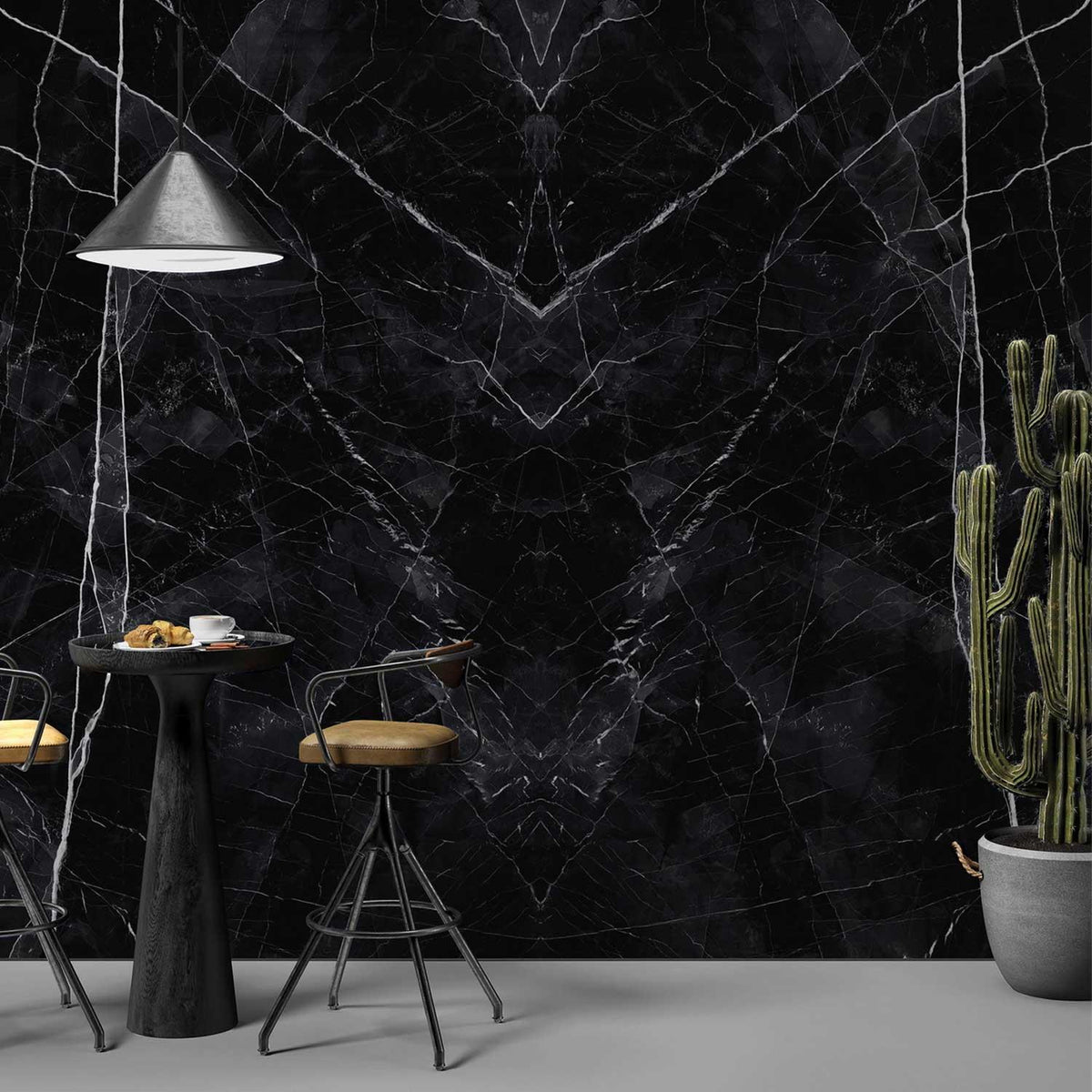Polished Bookmatch Slab Calacatta Black Porcelain 3200×1620mm