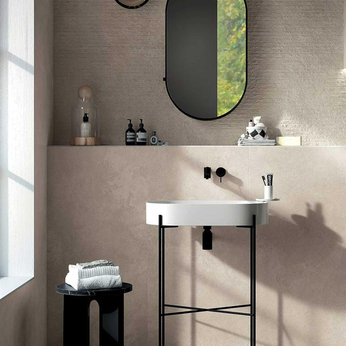 Beige Wall Floor Porcelain Tile Concrete Effect 300x600x9mm (1016)