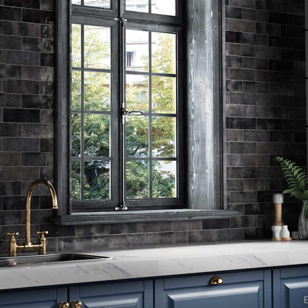 Black Ceramic Wall Tile Gloss Subway Tiles 65x200mm (1008)