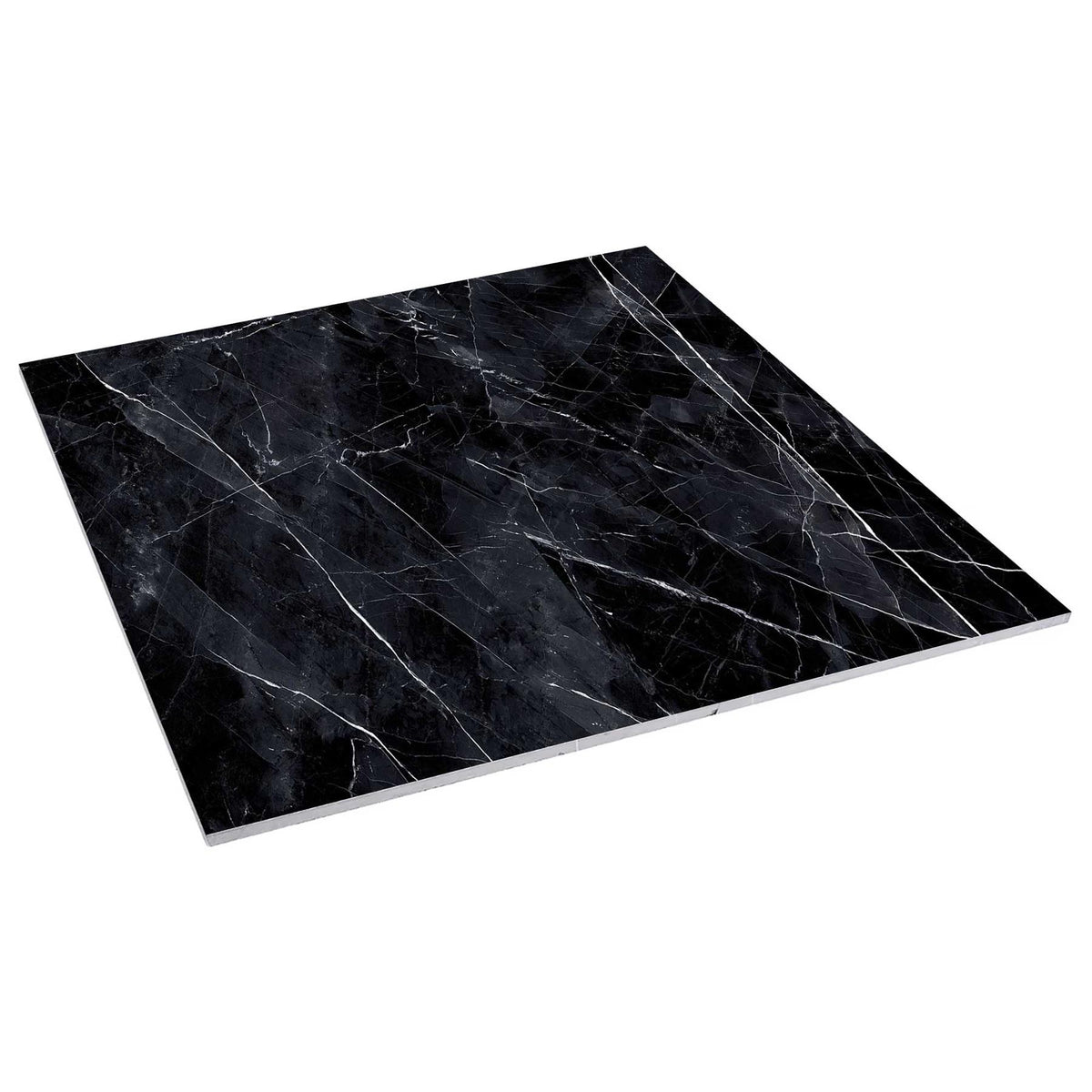Large Calacatta Black Marble-Effect Porcelain Tile Natural Slab 1200x1200mm