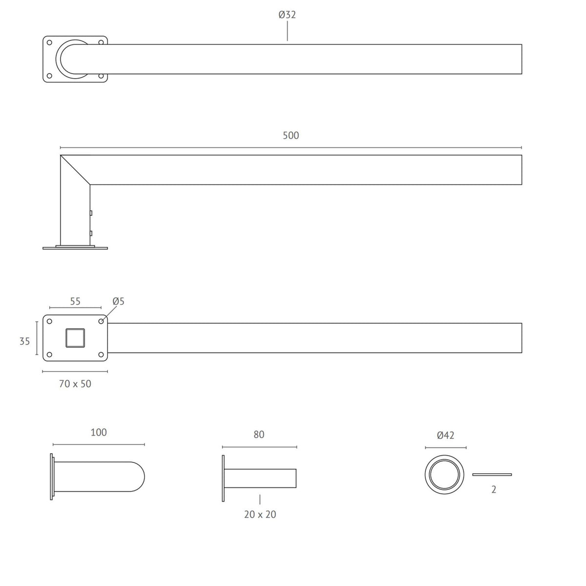 TS-TOWEL-BAR-SINGLE-ROUND-500-BSS