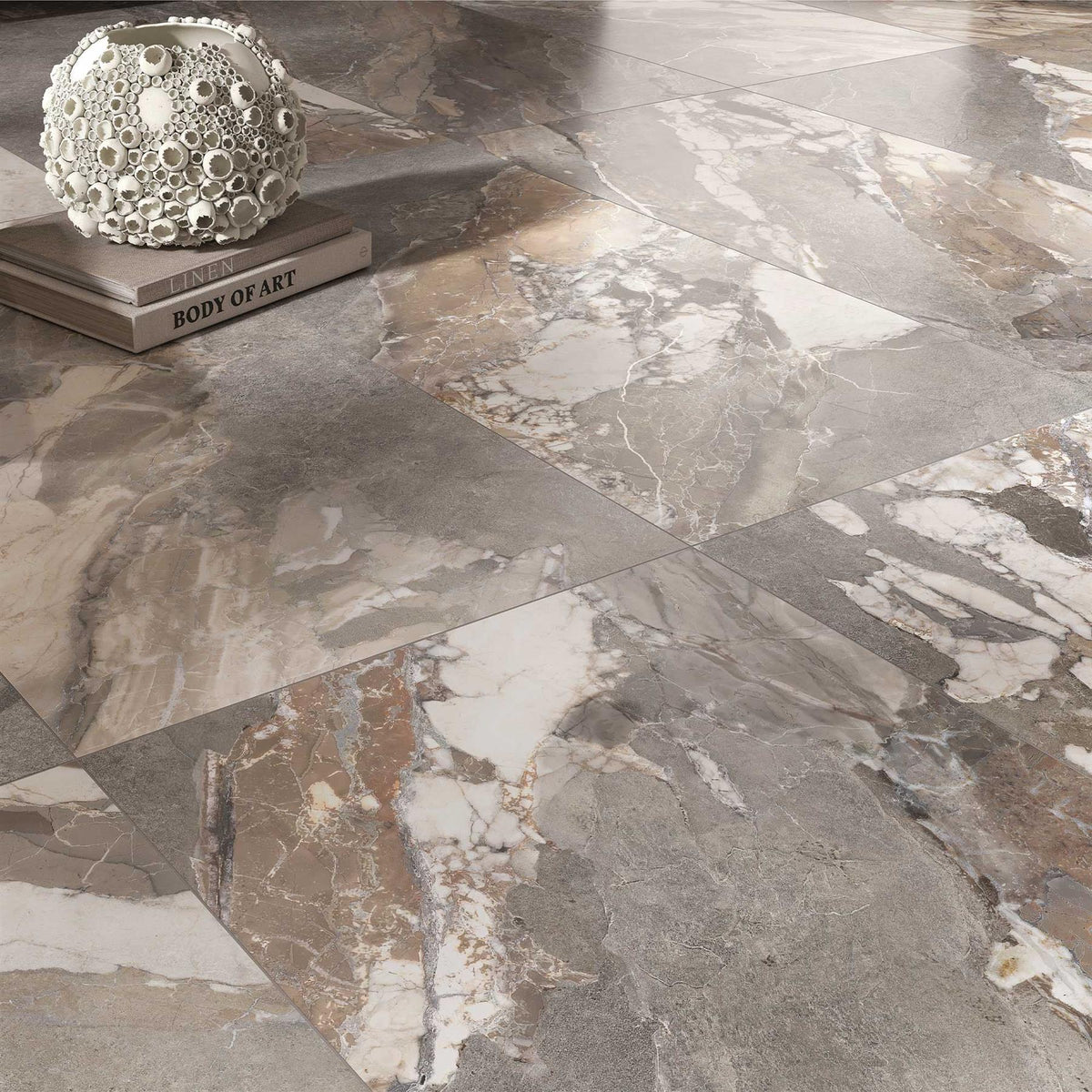 Grey Marble Effect Large Format Porcelain Tiles 600x1200mm (1019G)