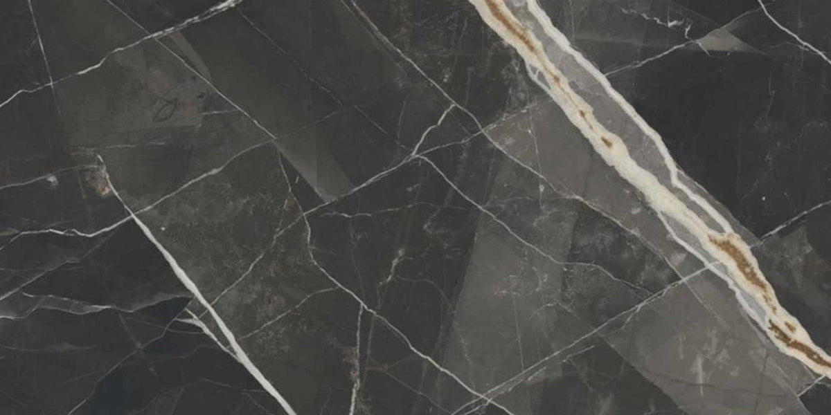 Calacatta Black Marble Effect Porcelain Tiles 600x1200x10mm (1017)