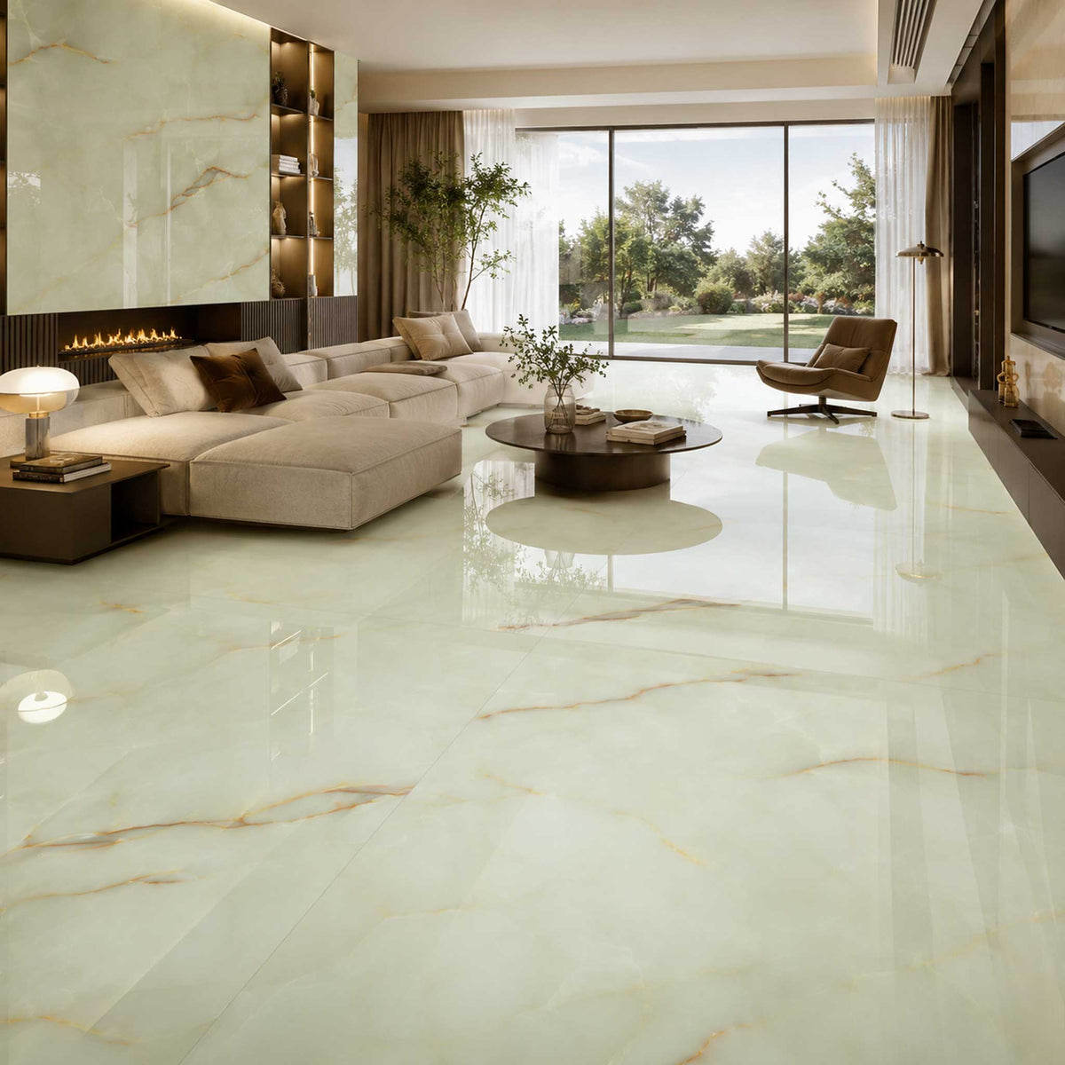 Marble Effect Jade Polished Onyx Porcelain Tile 1200x600mm (1020GP