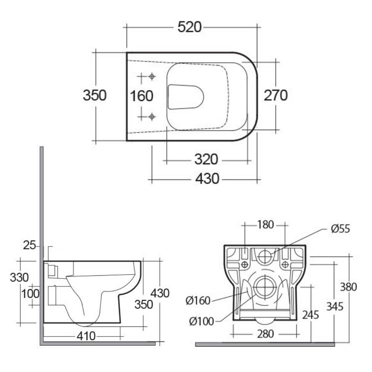 RAK Series 600 Rimless Wall-Hung Toilet 52cm Alpine White